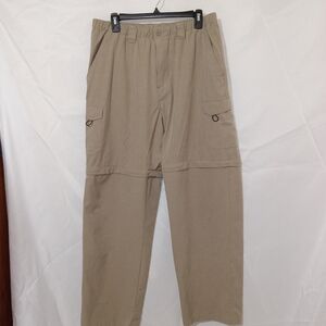 Reel Legends Convertible Pants Mens Large Khaki Zip Off Cargo Outdoor Hiking